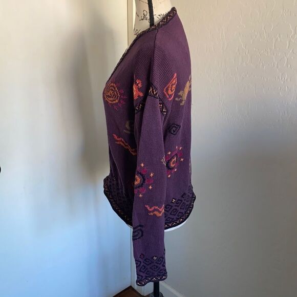 Y2K 2001 Vintage Icelandic Purple Embroidered Design Atlandia Sweater Casual - Picture 2 of 10